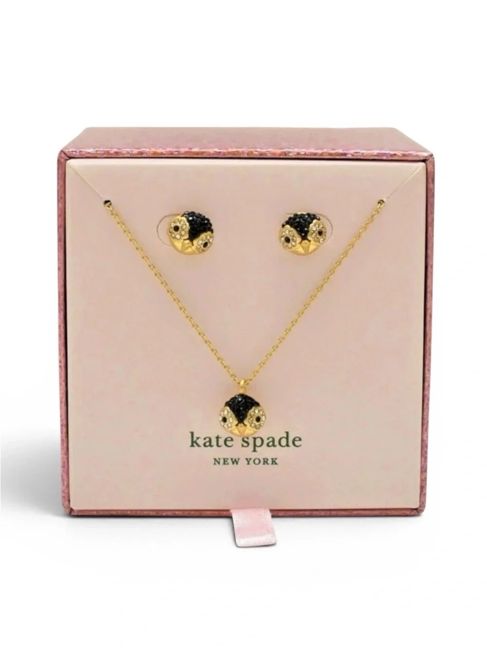 Kate Spade Dashing Beauty Penguin Necklace & Stud Earrings Boxed Set NWT